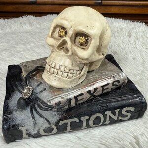 Rhinestone Eyes Skull & Rhinestone Spider Hexes Potions Book Resin Plaster Decor